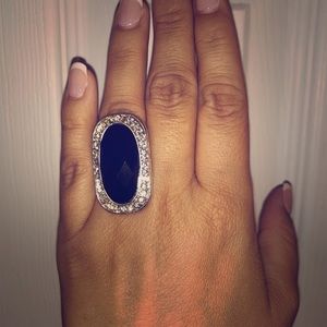 Black gem adjustable ring